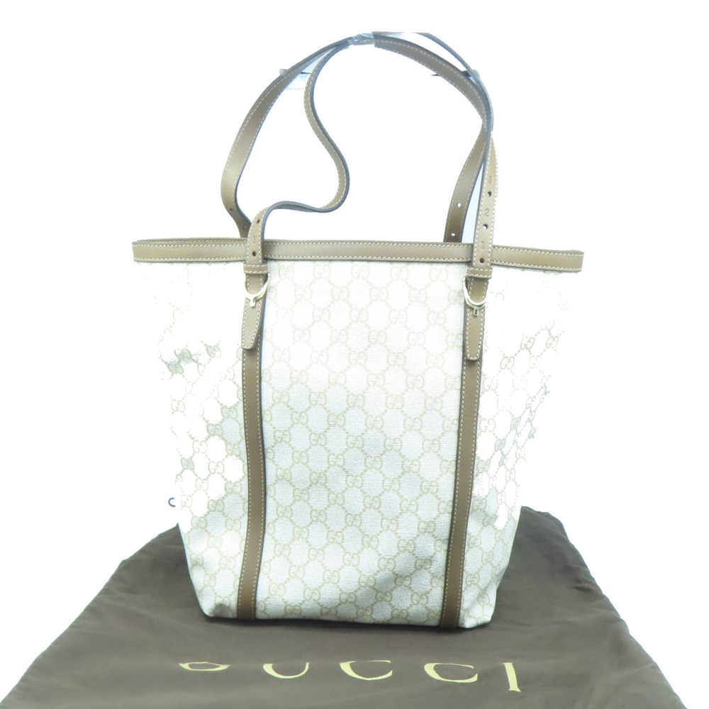 💎✨Authentic✨💎Gucci Shoulder Tote Bag Coated Canvas White
